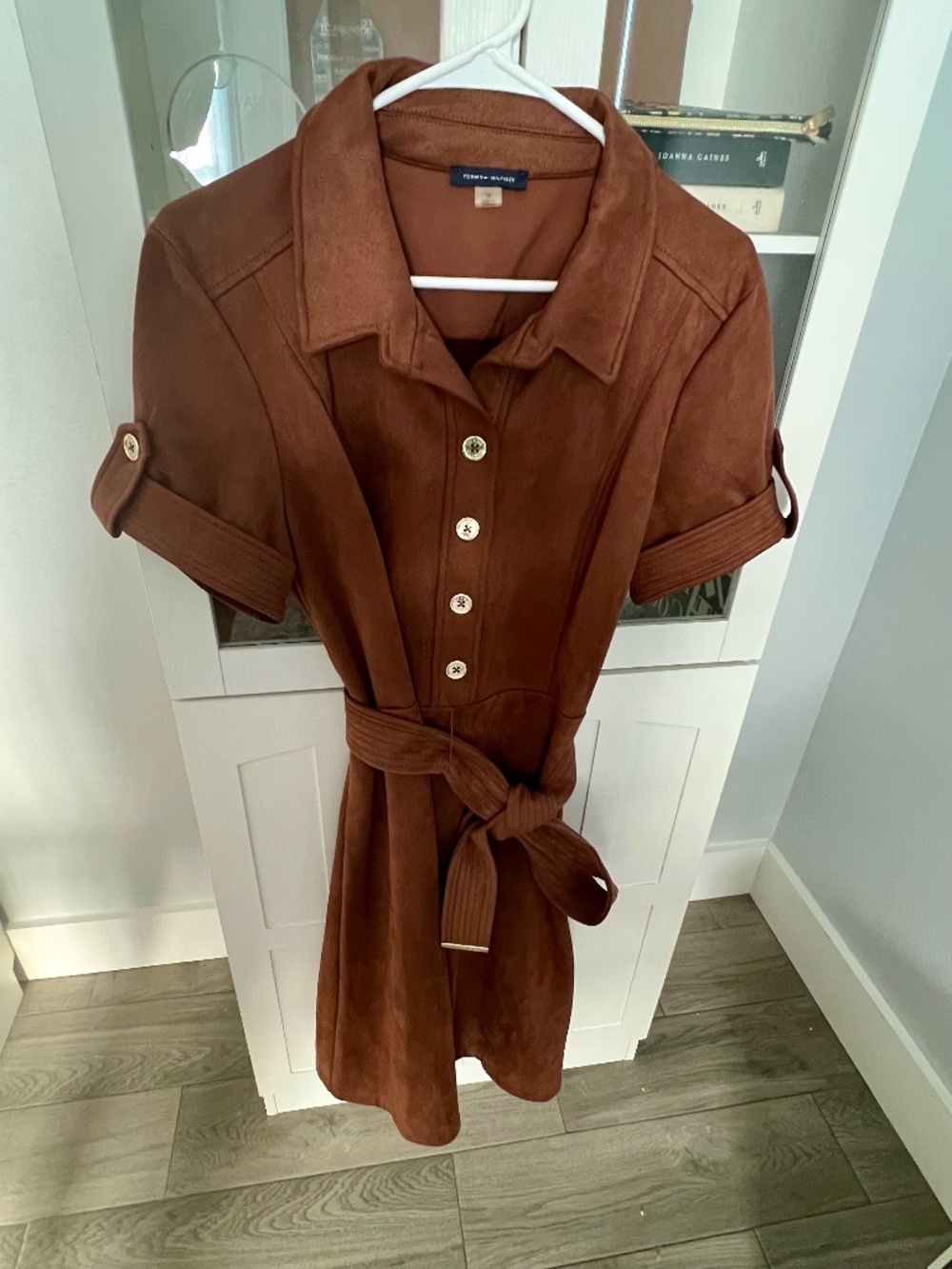 TOMMY HILFIGER SHIRTDRESS, FAUX SUEDE A-LINE. Size 14